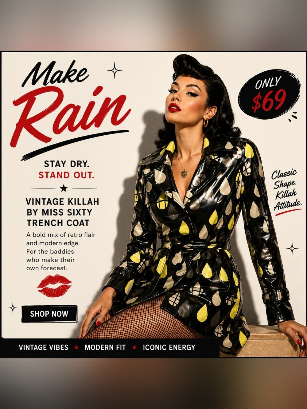 Vintage Killah by Miss Sixty Trench Coat SZ S